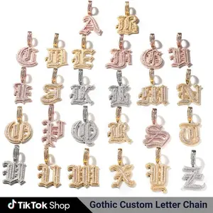 Gothic Letter Alphabet Format Chain Pendant Necklace Hip Hop for Men Women Unisex Jewelry Custom Letter Gift Daily Wear Accessory