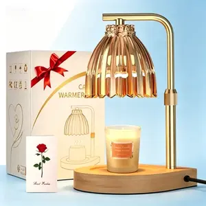 Adjustable Candle Warmer Lamp with Timer, Dimmable Height Control for Home Decor, Reusable Candle Warmer for Bedroom Office, Candle Warmer Lamp with 2 Bulbs, Gift Box with Greeting Card Included