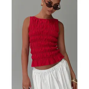 Marleene Shirred Top Red
