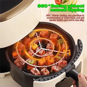 Modern 2026 Vertical Skewer Rack with 24 Skewers, Stainless Steel, Fits 3QT–6QT Air Fryers, Ovens & Mini Grills, Ensures Even Heating & Avoids Burning, Ideal for Kebabs & Sausages, Kitchen Gadget, Barbecue Accessories