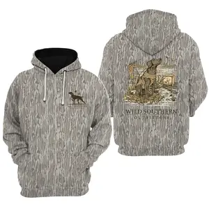 Wild Southern Duck Hunting Hoodie, Hunting Dog Camo Hoodie 2, Men's Hunting Camo Hoodie, Vintage 3D , Gift Idea, Gift for Dad or Husband,Perfect For Outdoor Enthusiasts