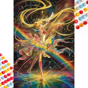 5D DIY Full Diamond Round Drill Painting - Diamond Painting Kit Moonlight Girl Mosaic Canvas DIY Wall Art, Home Wall Decoration, Suitable for Halloween, Christmas, Birthday and Anniversary Gifts
