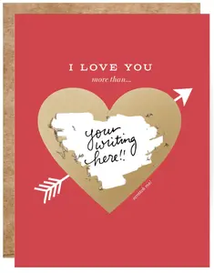 DIY Personalized Scratch Off Love Greeting Card, I Love You More Than Custom Message Greeting Card, Anniversary Birthday Surprise Gift for Boyfriend Girlfriend