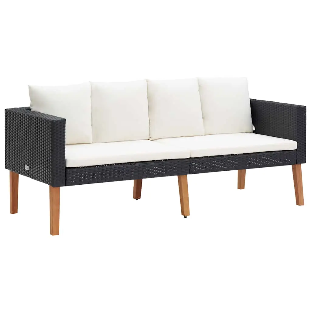 vidaXL Patio Sofa, Loveseat with Cushions, Patio Wicker Furniture, Outdoor Sofa for Backyard Garden Porch, Rustic, PE Rattan Black 310216