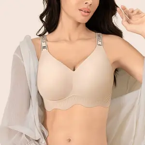 REALWILL Women's Comfortable Wireless Push-Up Bra - Buttery Soft Full Coverage T-Shirt Bra with Stylish Lettered Straps & Convertible Design