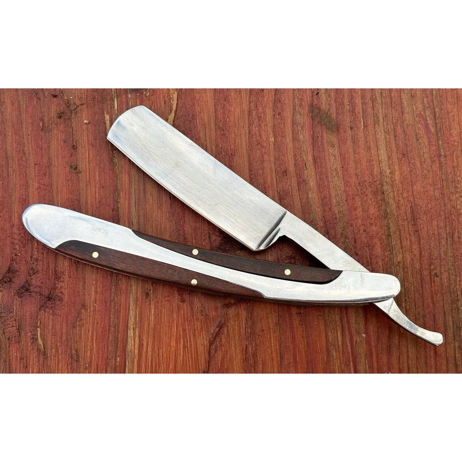 OG Vintage Shaving Straight Razor Chrome Mirror Finish Wood Handle Sharp Barber OG Vintage Shaving Straight Razor Chrome Mirror Finish Wood Handle Sharp Barber