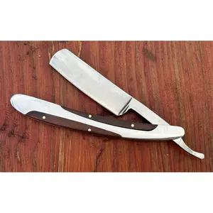 OG Vintage Shaving Straight Razor Chrome Mirror Finish Wood Handle Sharp Barber