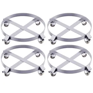 🛢️ 4-Pack 55-Gallon Drum Dollies, 1000-lb Steel Frame, Blue-White Zinc Coated, Locking Casters. Roll Your Warehouse Solo.