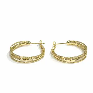 Hoops earrings Corte diamante gold plated 14 k TT11