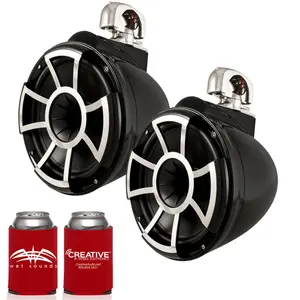 Wet Sounds Malibu Tower System REV 10B-SC 10" Pair Black Swivel Mount Tower Speakers with Malibu G3 Tower adapters in Polished Finish