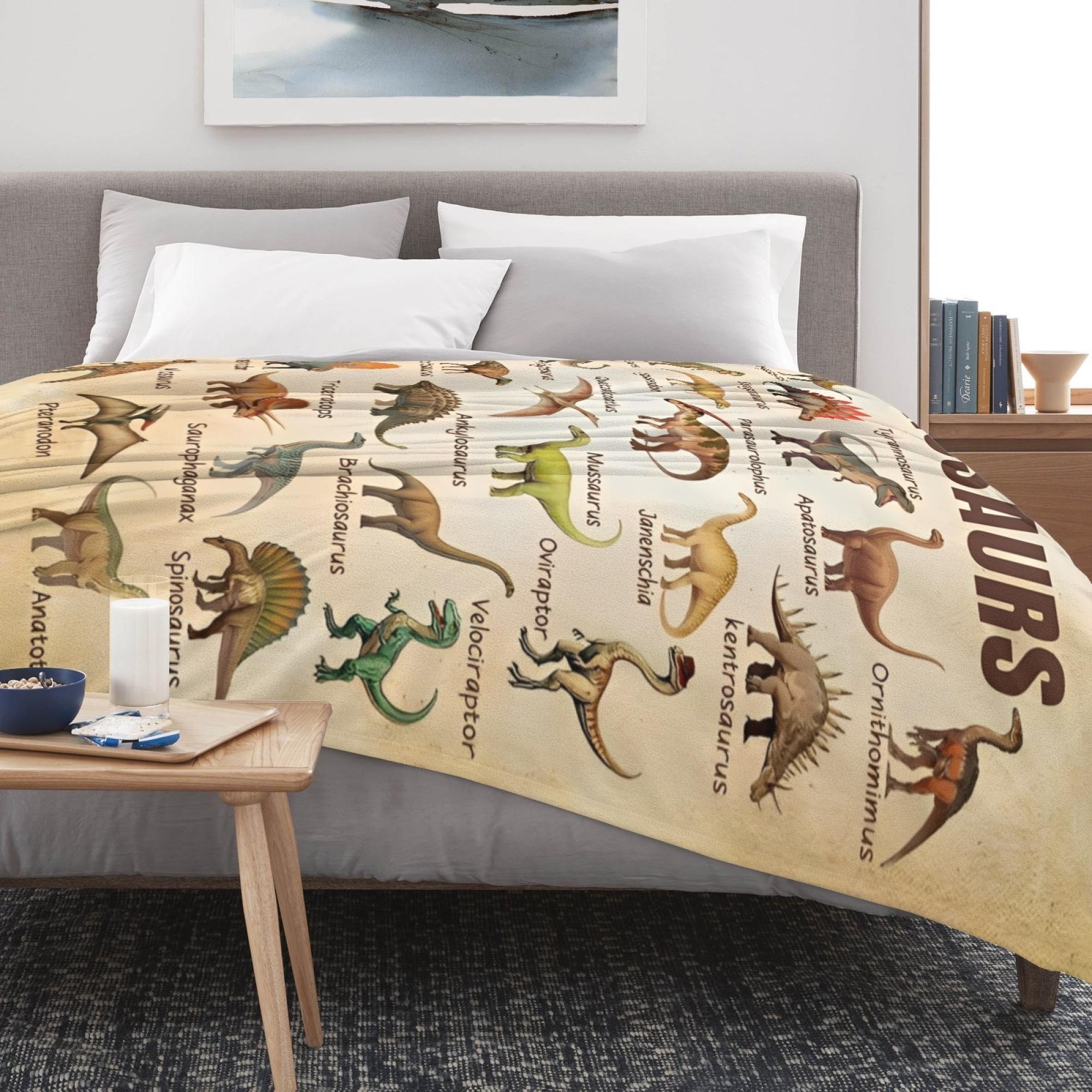 Dinosaur Blanket Gift for Boys Girls,Types of Dinosaurs Blanket Gifts Ultra Soft Dino Throw Decor for Couch Sofa Bedroom, Gifts for Dinosaur Lover for Birthday Christmas,40"x50"