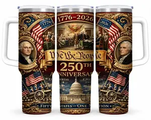 America 250th Anniversary Tumbler, We The People Patriotic Travel Mug, USA 1776-2026 Freedom Gift