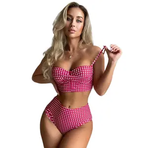 Women's Ruffle Trim Bikini Set Sweet Flounce Two-Piece Swimwear with Tie-Side Bottoms in White Blue Yellow Black Cute Beachwear for Summer Holiday and Tropical Vacation