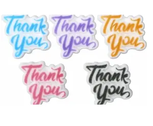 “Thank You” Edible Cake & Cupcake Toppers – Assorted Colors Sugar Decorations