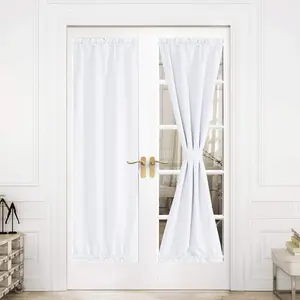 NICETOWN Thermal Insulated French Door Curtain Side Panels, Room Darkening Curtains Draperies 72 inches Long Front Door Shade for Glass, 1 Piece, 30" Wide, Pure White