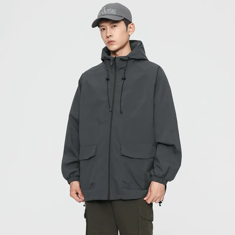 Men's Packable Jacket Outdoor Waterproof Hooded Lightweight Classic Cycling Raincoat for Hiking Outdoor Camping Fabric Menswear Zipper Breathable Relaxed Fit Long Sleeve Tops Athletic Outerwear Activewear Blazer