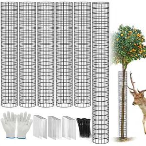 13.7"x47.2"All-Metal Tree Trunk Protector Guard, 6 count Mesh Tree Guard with 30 count Ties, 1 Pair of Gloves, 16 Ground Stakes for Tree Protectors from  Mowers Trimmers