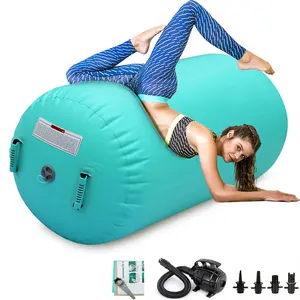 Air Roller Gymnastics Barrel Inflatable Tumbling Roller Air Mat Octagon Mat with Electric Air Pump for Backhandspring Training Cheerleading Home Use
