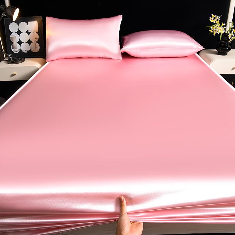 Satin Dustproof Mattress Protector & Sheet Set, Silky Fitted Sheet, 2/3pcs Silk-Like Bedding, Machine Washable & Skin-Friendly, For Home, Dorm, Hotel Use, Multiple Sizes Available