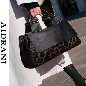 Leather women's bag 2025 new fashion leopard print crossbody bag cowhide handbag women's bag women's large bag