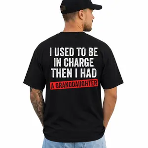 Funny Grandpas Shirt - I Used to Be in Charge Then I Had a Granddaughter Graphic Tee, Short Sleeve Printed Graphic Shirt, Unisex Graphic Tees, Funny Shirts, Daily Casual Cotton Menswear