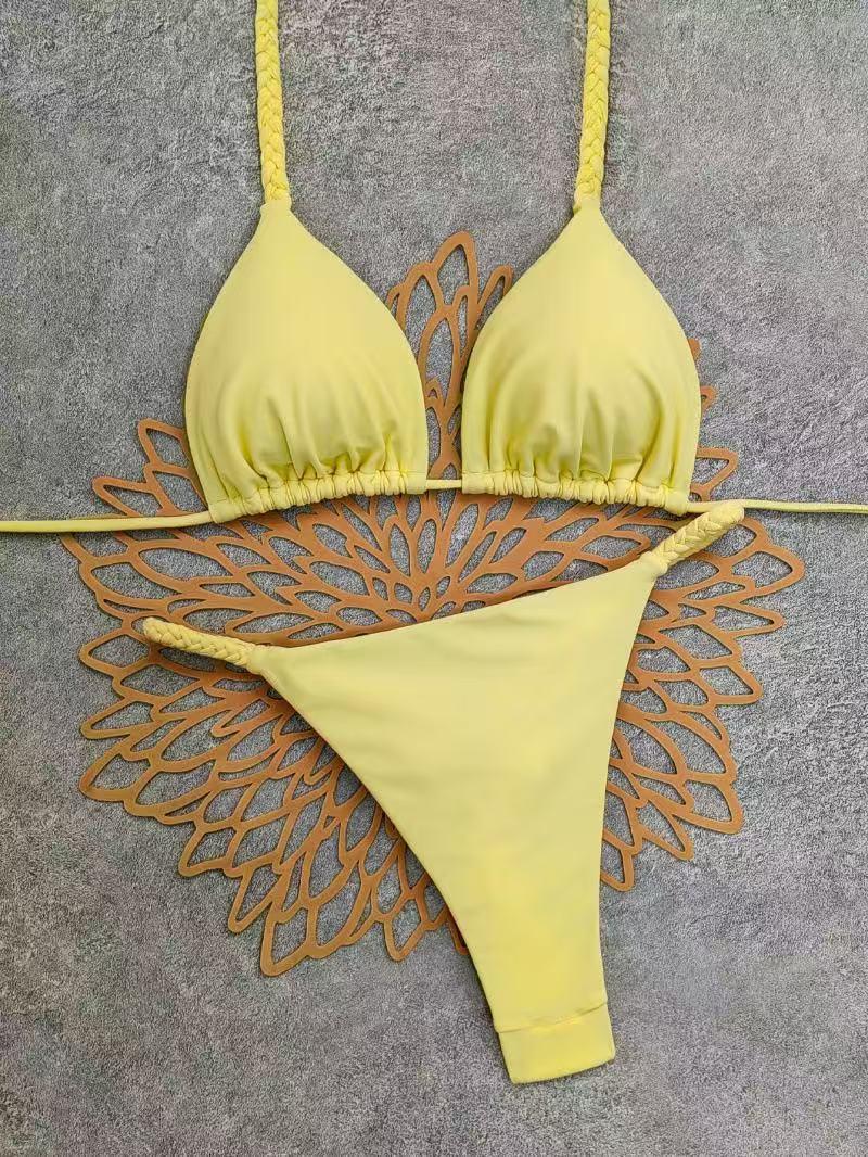 Women's Split Swimsuit, Two Piece Set - Solid Color Design | High Waist Bikini Set | Suitable for Summer Beach Vacation, Hot Springs, and Water Parks | Swimsuit