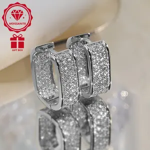 925 Silver Moissanite European and American Light Luxury Full-Plated Moissanite Ear Studs, High-End Party Earrings for Ladies Fashion Jewelry