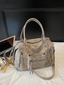Ladies' Shoulder Bag, Fashionable Casual Retro Design, Large Capacity for Daily Commuting & Shopping, Versatile Practical Accessory, Vintage Crossbody Bag