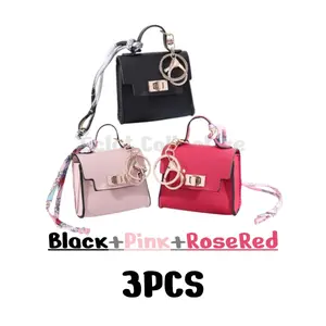 3PCS Mini Storage Bag Set, Women's & Girls' Accessory Charms Decorative Set PVC Waterproof Material Ideal for Travel, Storage, Souvenirs & Gifts Pu Leather Handbag Crossbody Purse