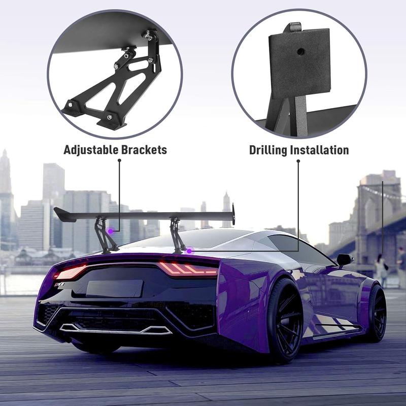 Slendor GT Wing Spoiler, 43.3 Inch Lightweight Aluminum Single Rear Wing, Adjustable Angle Car Spoiler Universal, Rear Spoiler for Cars Single Deck Racing Vehicle