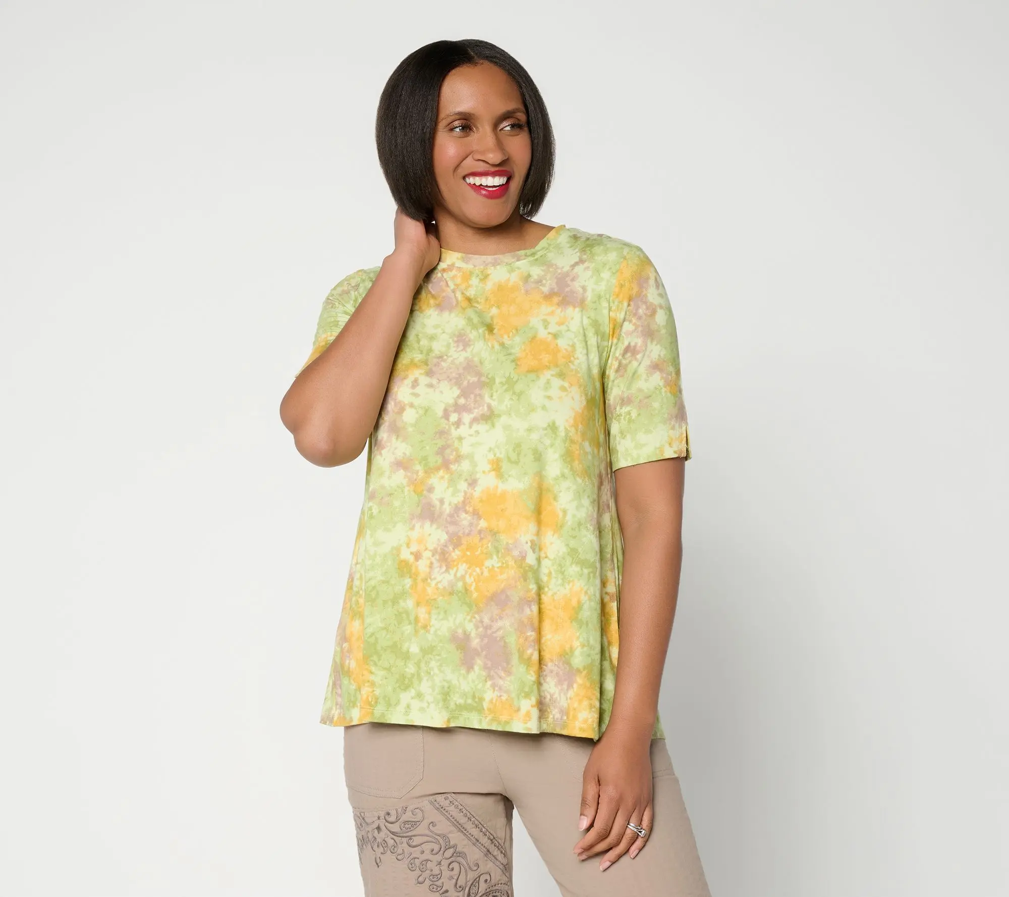 LOGO by Lori Goldstein Dye Effect Printed Top