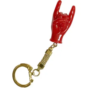 Malocchio Charm Keychain - Red with Gold Chain Italy Collection of Key Rings & Fobs with Split Ring 1.75" Plastic Charm 1" Ribbon Chain 1" Keyring