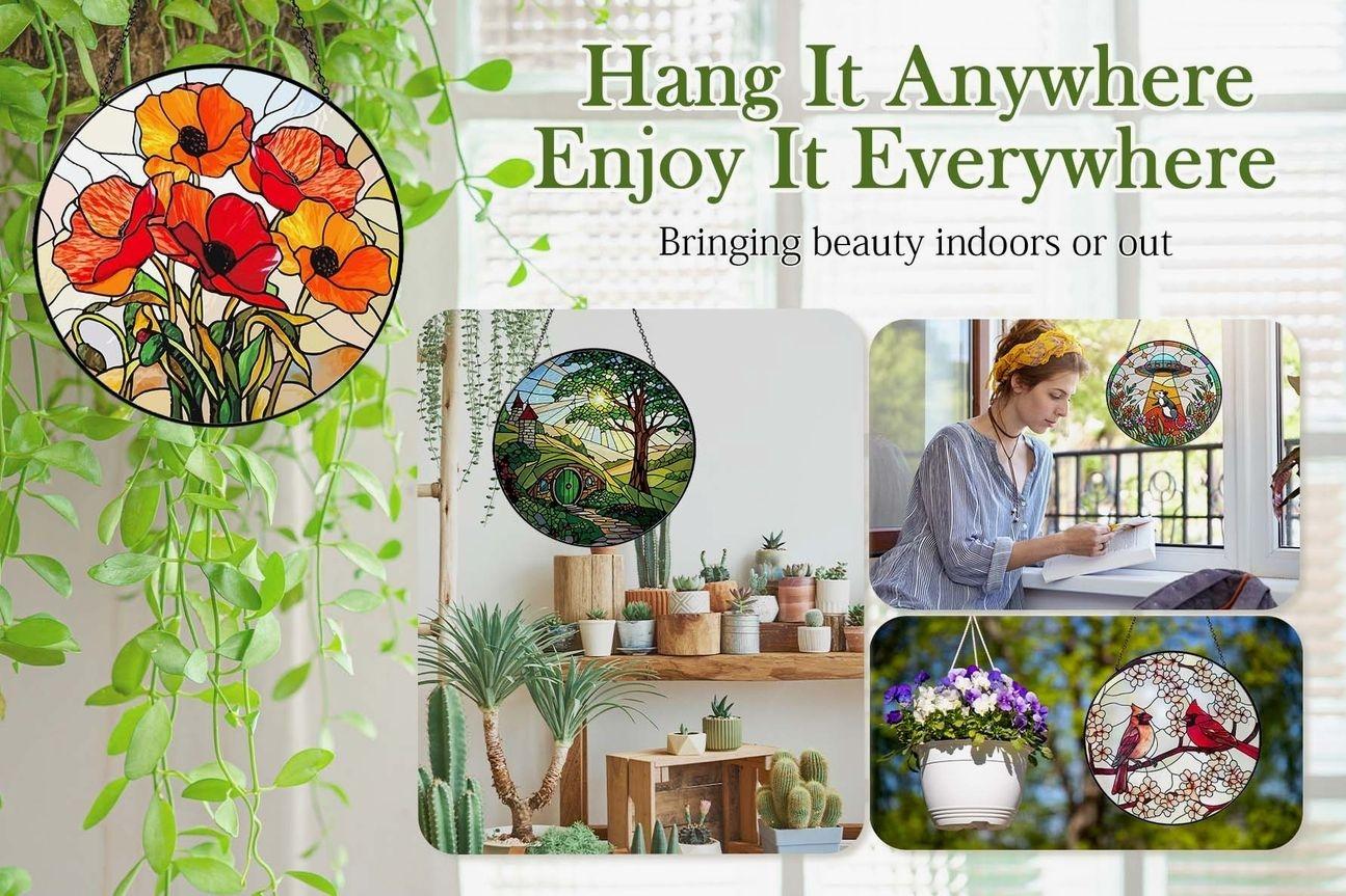 Dragonfly Stained Glass Suncatcher: Dragonfly Gift for Women, Window Hanging Wall Decor, Handmade Garden Home