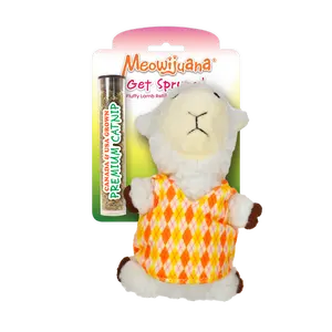 Get Sprung Fluffy Lamb Refillable Catnip Cat Toy