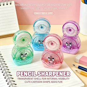Portable Multi-Color Pencil Sharpener, 2-In-1 with Eraser, Cartoon Dual-Hole Design, Office Manual Pencil Sharpener, Durable Student Gift