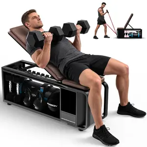HARISON 1000 LB Heavy Duty Adjustable Weight Bench - Incline Home Gym with Storage & Bands (With Drawstring)(TKHR-610) cardio  machine full body resistance Multi-Function Roman Chair
