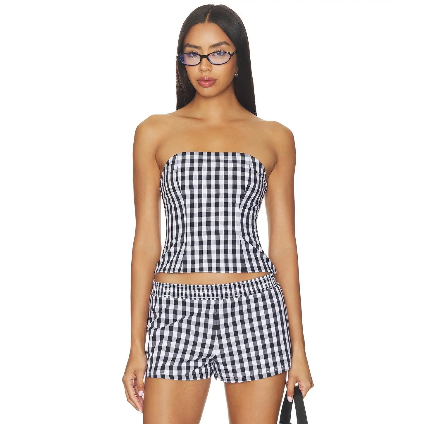 MAJORELLE Winifred Top in Black & White Gingham