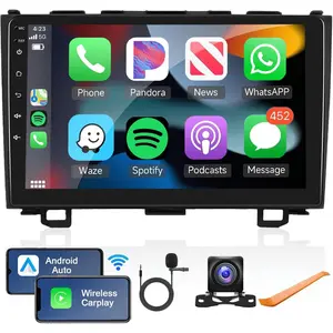 RIMOODY 2+64G Android Car Stereo for Honda CRV 2007-2011, 9" Touchscreen with Wireless/Wired CarPlay, Android Auto, WiFi GPS Navigation, Bluetooth, USB, FM/RDS, Backup Camera, Steering Wheel Control, Father's Day Gift
