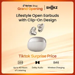 SHOKZ OpenDots ONE - Open-Ear Headphones - Wireless Bluetooth Earbuds with Microphone - Premium Dolby Audio - Water Resistant - Fast Charging - Up to 40 hrs Playtime