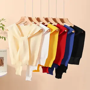 1 pc Women's of knitted shawl, made of knitted fabric, soft and comfortable, with various colors, featuring a tie design, and can be matched with clothes. Suitable for those who love fashion, pursue dressing details, and for daily use and commuting.