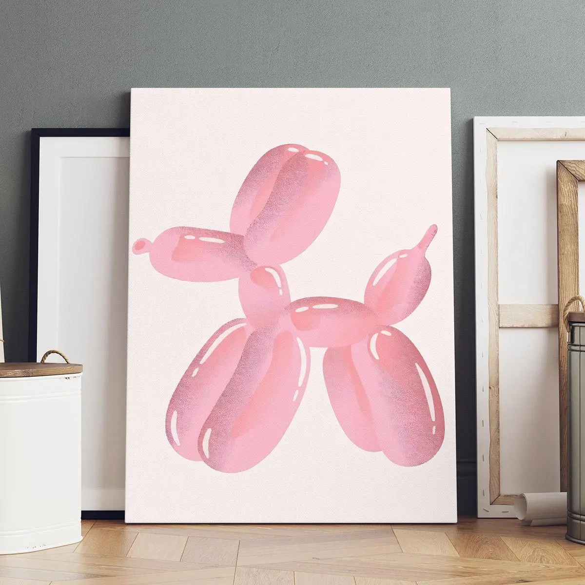 Cute Balloon Dog Pattern Unframed Painting, Modern Art, Fashion Poster, Living Room Bedroom Decoration, Hallway Office Mural, Kitchen, Home Poster, Ideal Gift, Ornaments, White Background