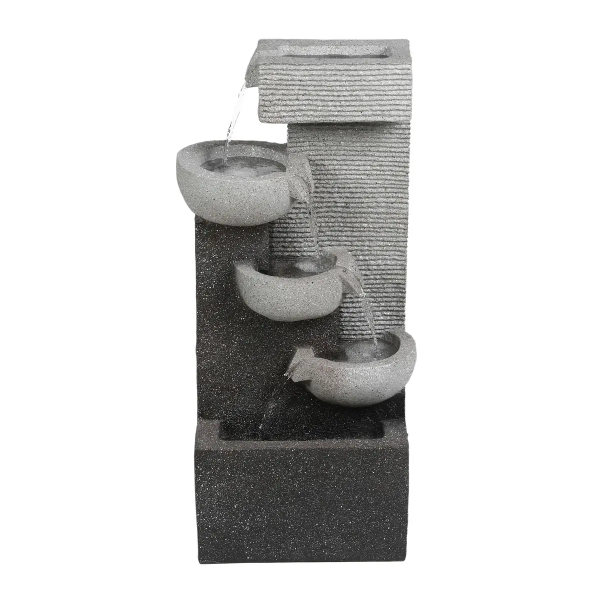 Jeco FCL184 Contemporary Tiered Bowls Fountain - 12.60x8.30x27.50in, Elegant Curves, Stress Relief, Low-Maintenance (Change Water Once 2-3 Days), Garden Decor Fountains & Bird Baths, Bowl, 12.60 Inches X 8.30 Inches X 27.50 Inches
