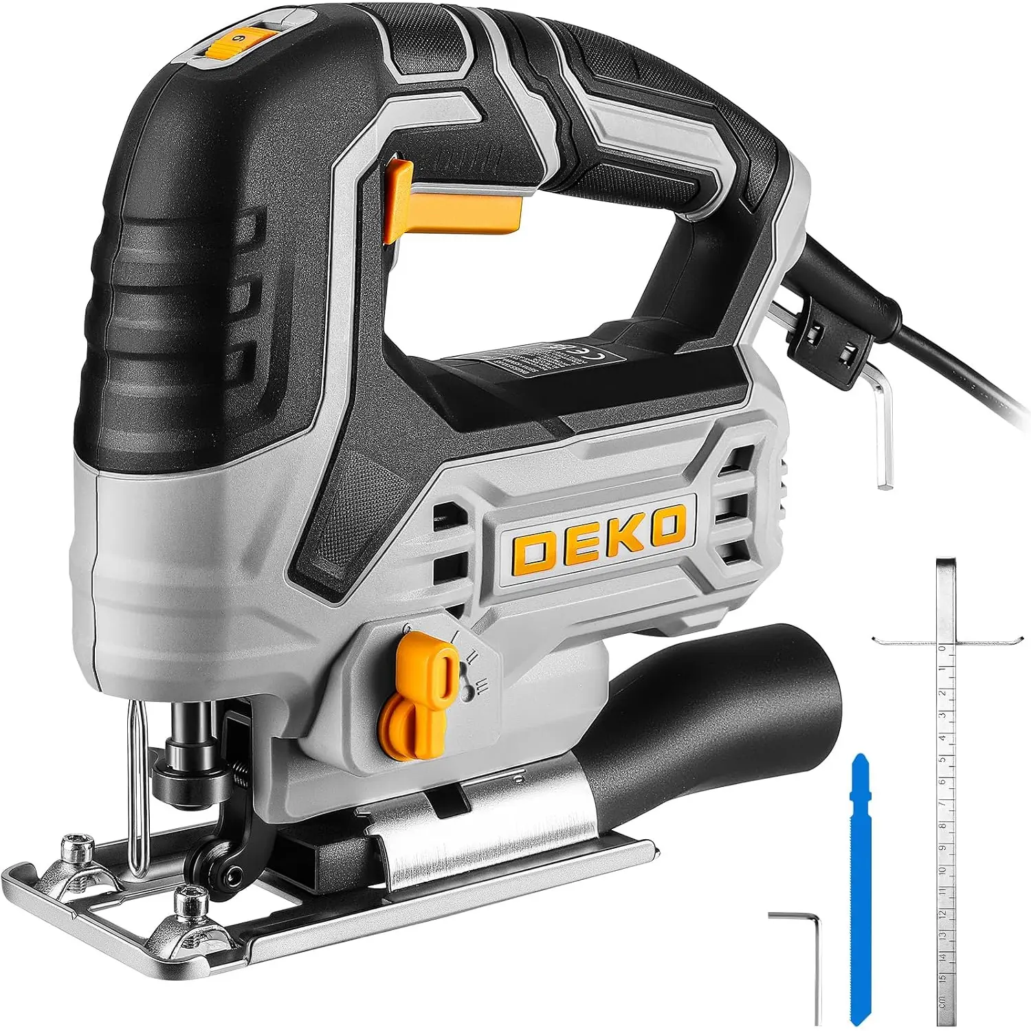 Jig Saw Corded:  Electric Jigsaw Tool Power Jig Saws for Woodworking, Wood Cutter Hand Tool with 6 Variable Speed, 4 al Settings, ±45 °   Bevel Cutting, Tool-less Blade Quick Release