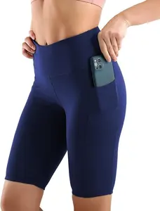 Yoga Workout Shorts for Women High Waisted Dual Pockets Tummy Control Tight Pant