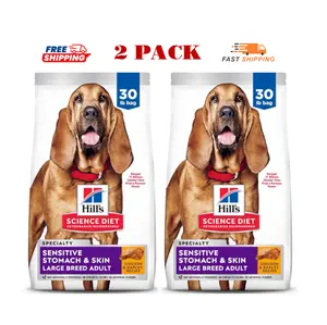 2 Pack Hill's Science Diet Adult Sensitive Stomach & Skin Large Breed Chicken & Barley Dry Dog Food 30 lb bag