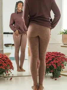 Yoga leggings -heather organic cotton leggings - two tone leggings