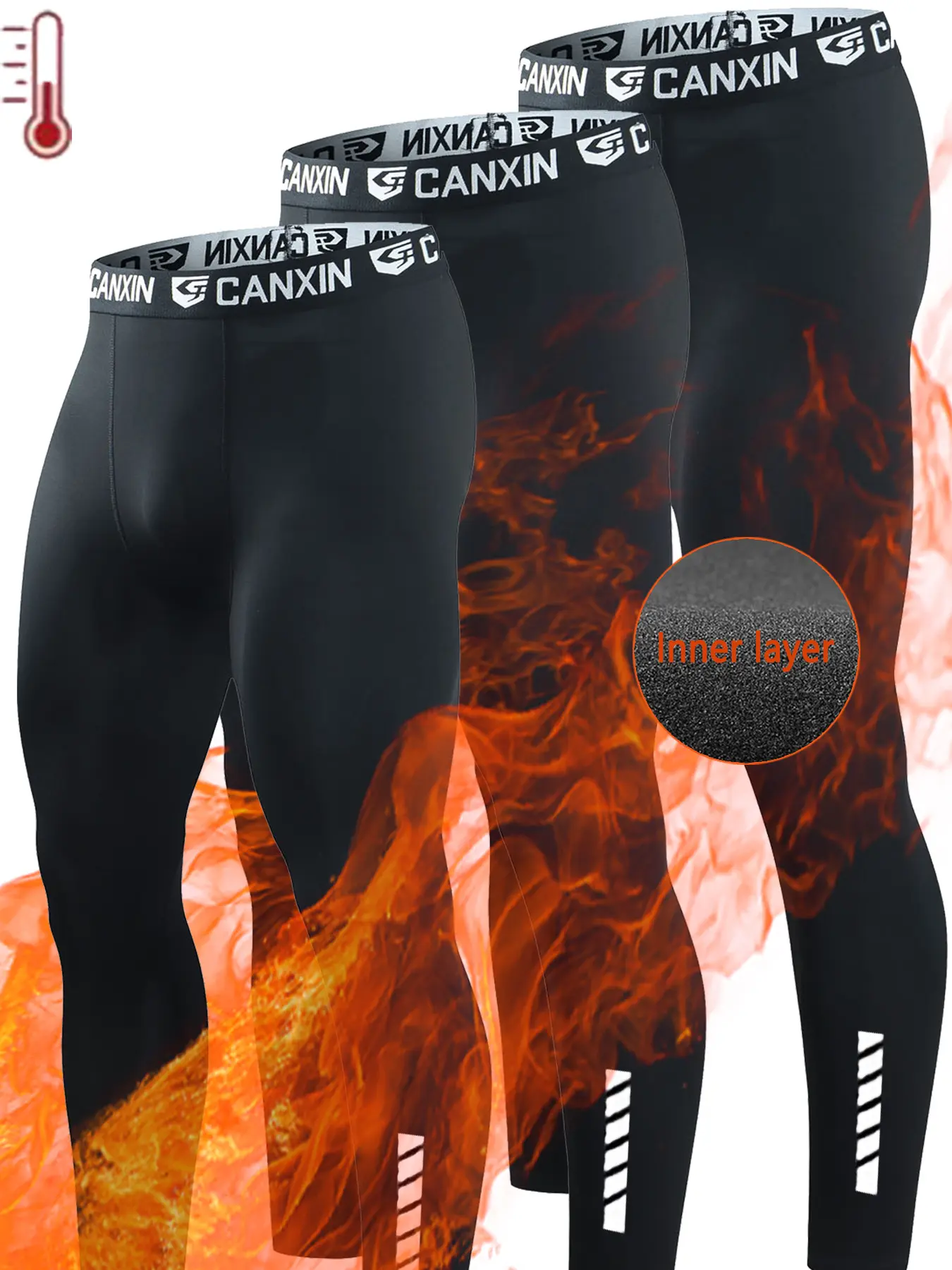 Men's Basketball Compression Pants, Running and Fitness Training Long Pants, Fleece Warm Base Layer, Breathable Quick Dry Comfort, Breathable Activewear Bottoms