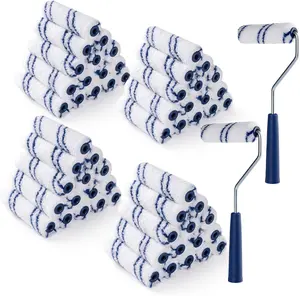 60 Pack 4 Inch Microfiber Paint Roller, Small Paint Roller Covers with 2Pcs Anti Rust Metal Roller Frames, Mini Paint Rollers for House Painting, Wall Painting Tool