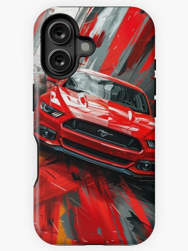 Ford Mustang GT Illustration iPhone Case, iPhone 17 16 15 14 13 12 11 X 8 7  Pro Max/Pro/Mini, SAMSUNG GALAXY 21 S22 S23 S24 25 ULTRA PLUS  Shockproof Anti-Drop Protective Cases