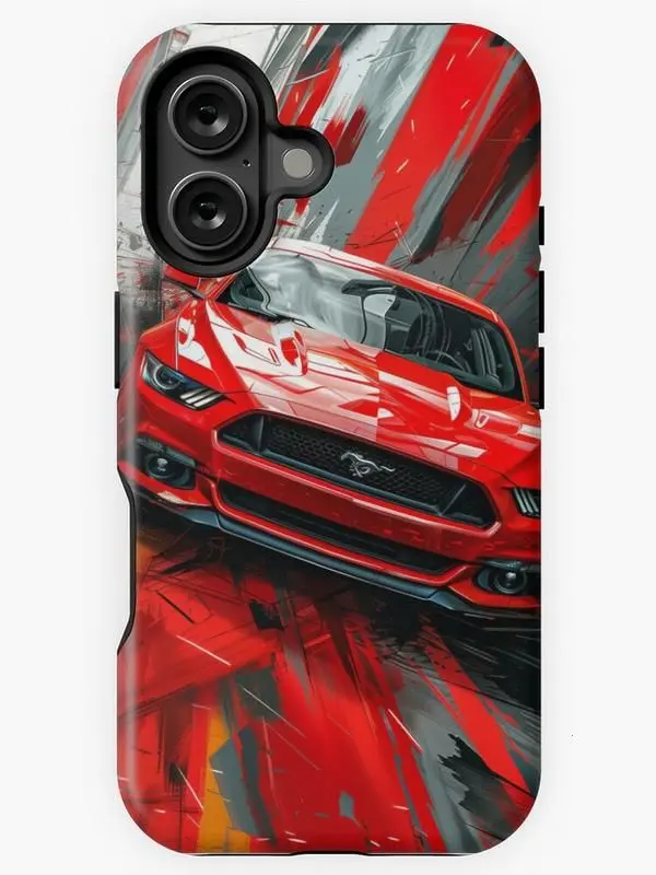 Ford Mustang GT Illustration iPhone Case, iPhone 17 16 15 14 13 12 11 X 8 7  Pro Max/Pro/Mini, SAMSUNG GALAXY 21 S22 S23 S24 25 ULTRA PLUS  Shockproof Anti-Drop Protective Cases